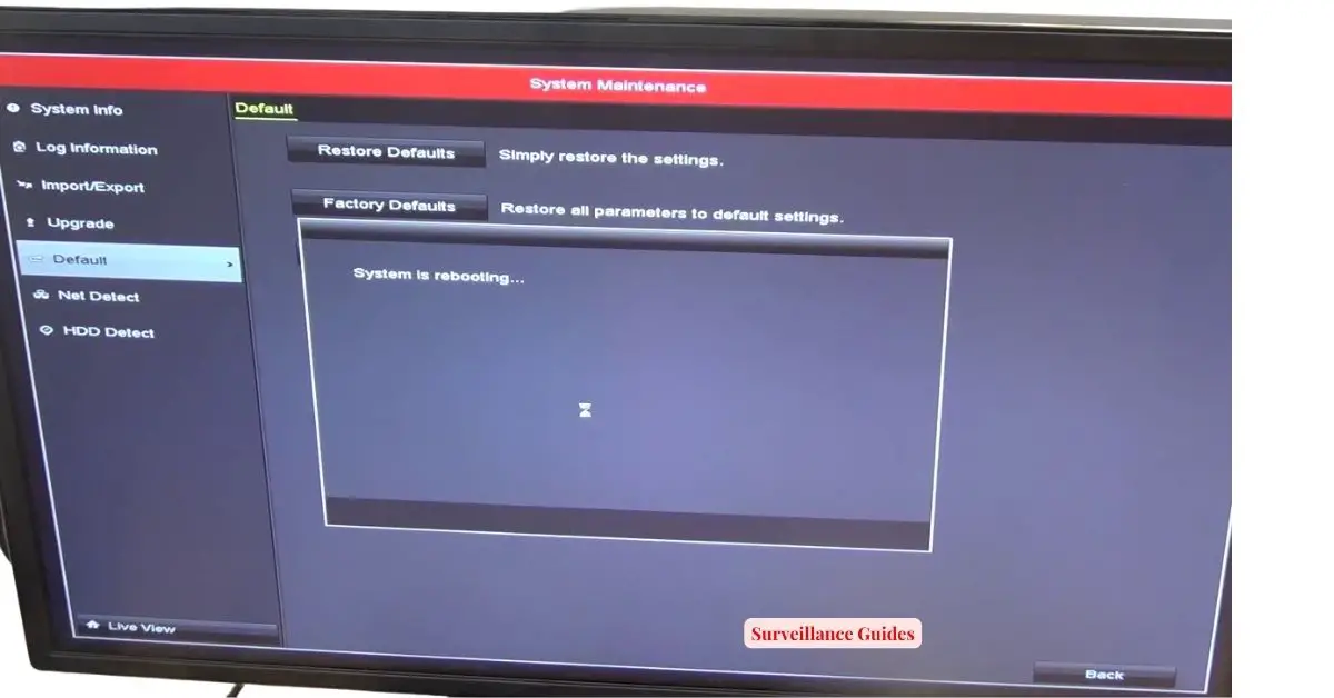 Hikvision NVR Factory Reset