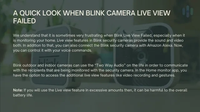 blink camera live view not working