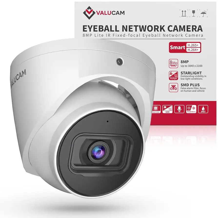 Valucam 8Mp Ip Camera Poe Turret