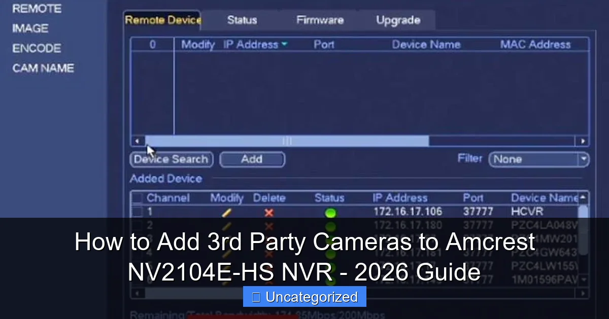 How to Add 3rd Party Cameras to Amcrest NV2104E-HS NVR - 2026 Guide