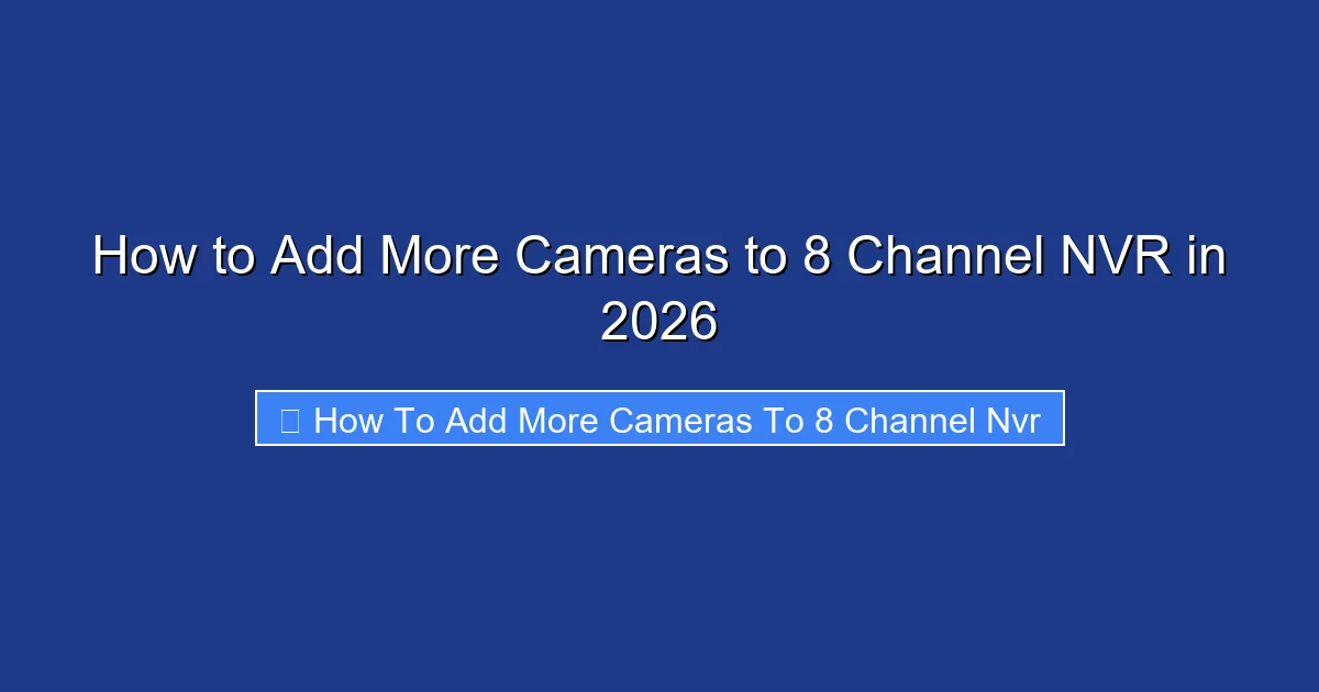 How to Add More Cameras to 8 Channel NVR in 2026