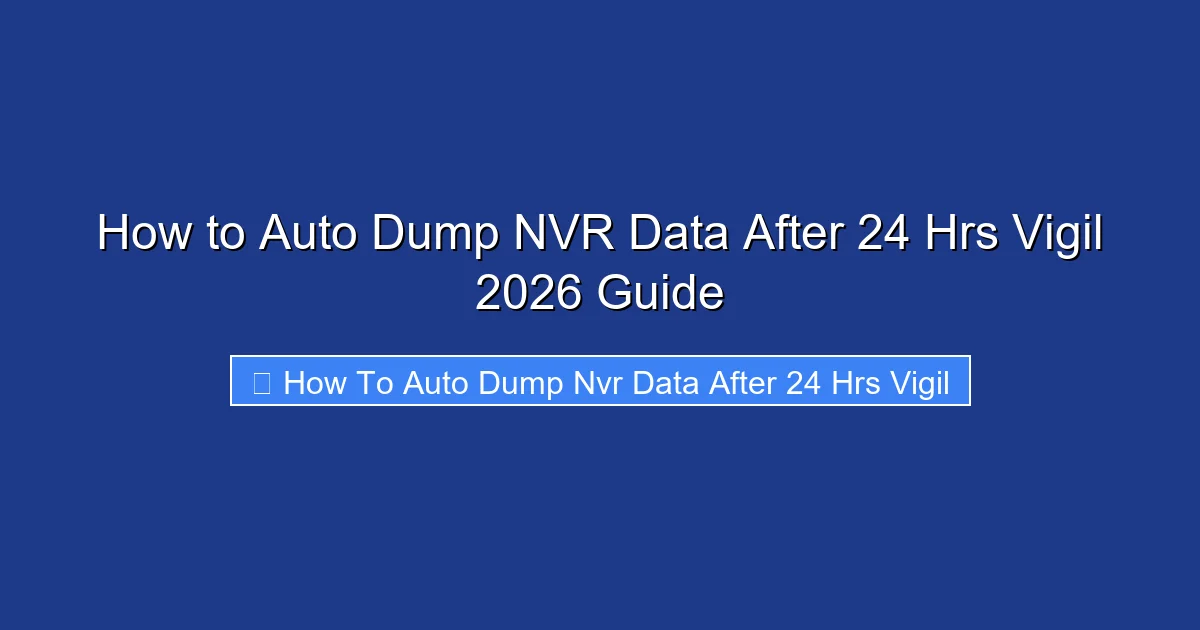 How to Auto Dump NVR Data After 24 Hrs Vigil 2026 Guide