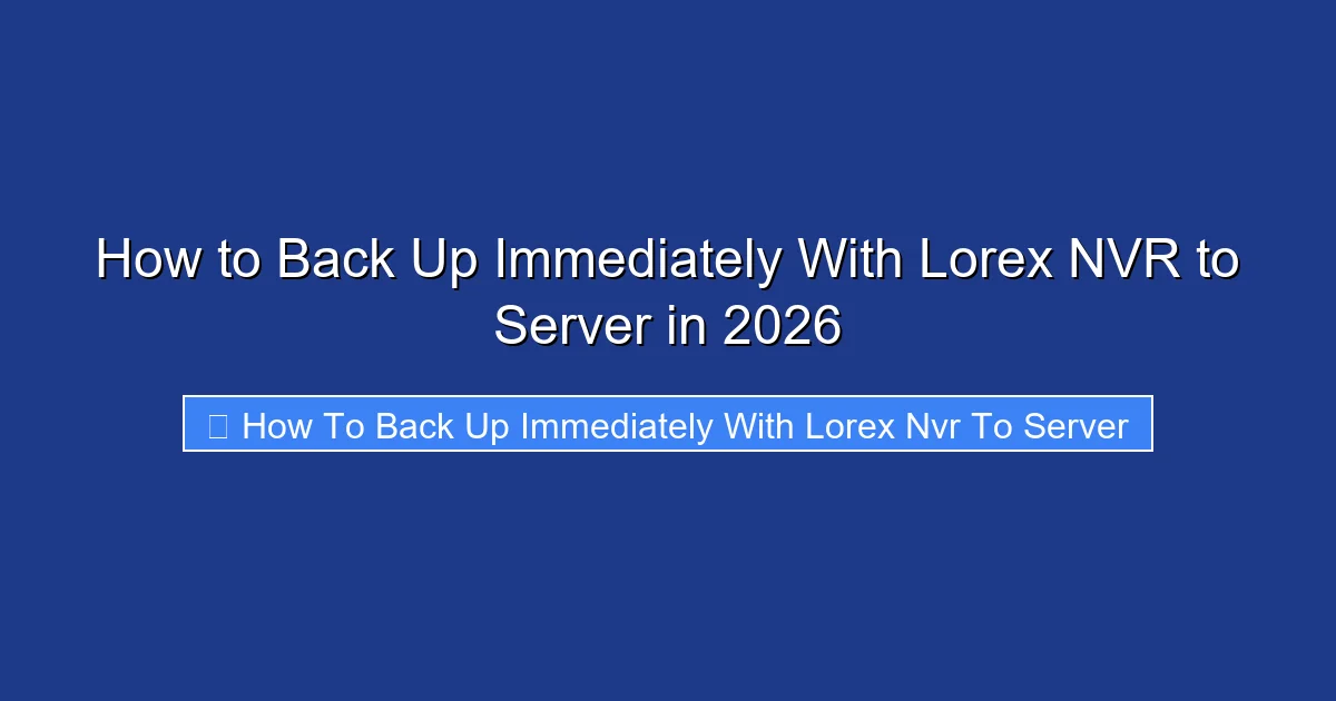 How to Back Up Immediately With Lorex NVR to Server in 2026
