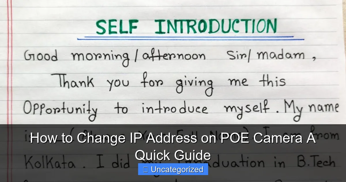 How to Change IP Address on POE Camera A Quick Guide