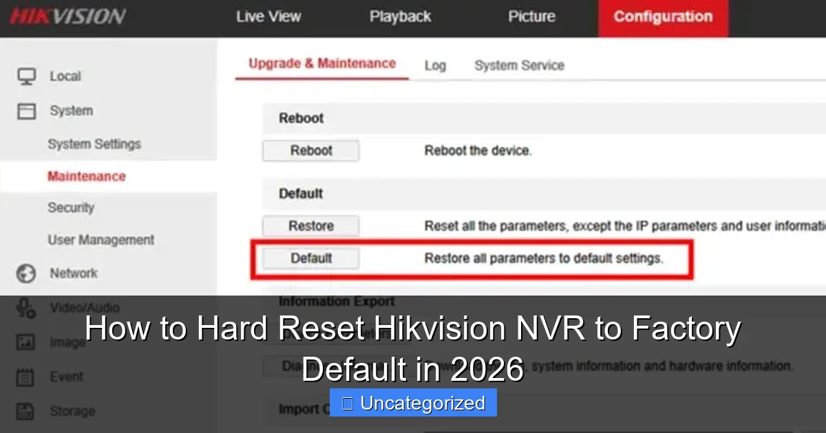 How to Hard Reset Hikvision NVR to Factory Default in 2026