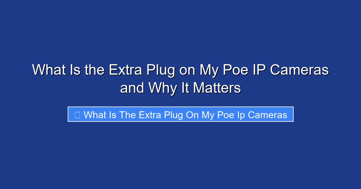 What Is the Extra Plug on My Poe IP Cameras and Why It Matters