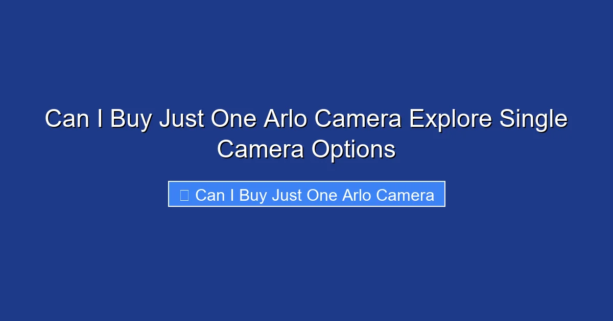 Can I Buy Just One Arlo Camera Explore Single Camera Options