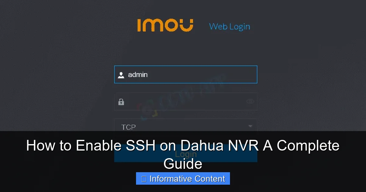 How to Enable SSH on Dahua NVR A Complete Guide