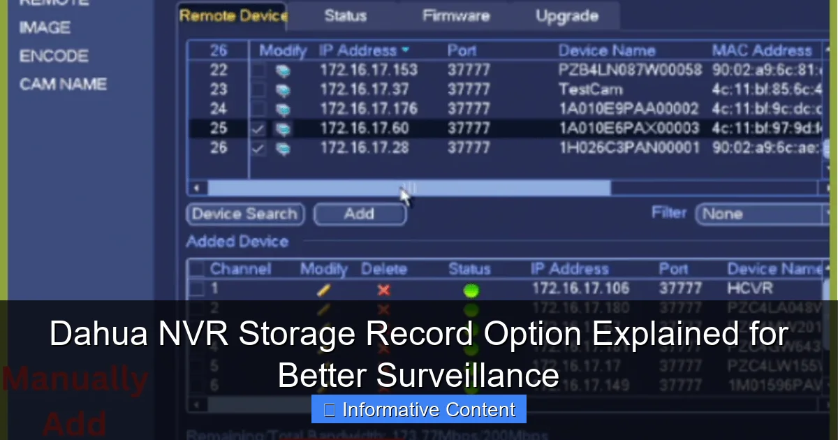 Dahua NVR Storage Record Option Explained for Better Surveillance
