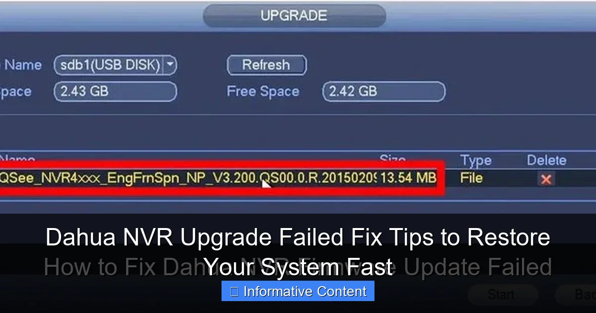 Dahua NVR Upgrade Failed Fix Tips to Restore Your System Fast