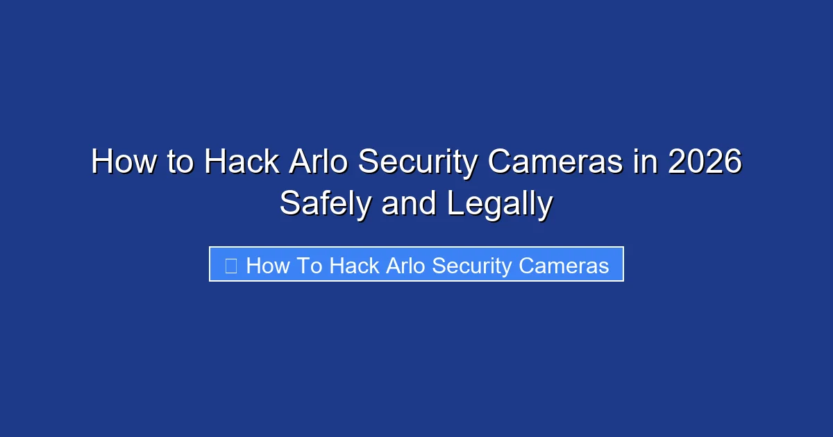 How to Hack Arlo Security Cameras in 2026 Safely and Legally