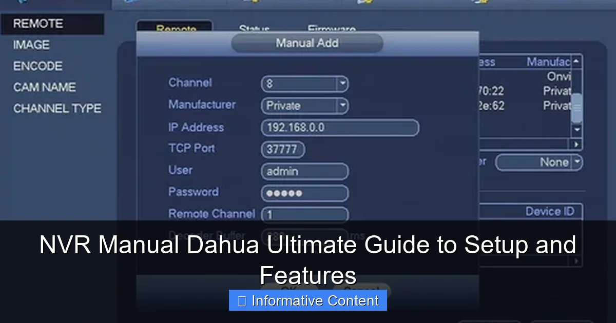 NVR Manual Dahua Ultimate Guide to Setup and Features