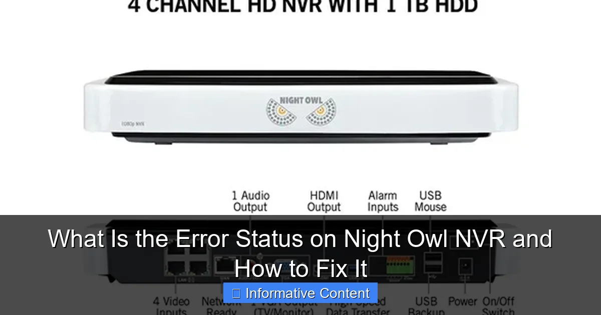 What Is the Error Status on Night Owl NVR and How to Fix It
