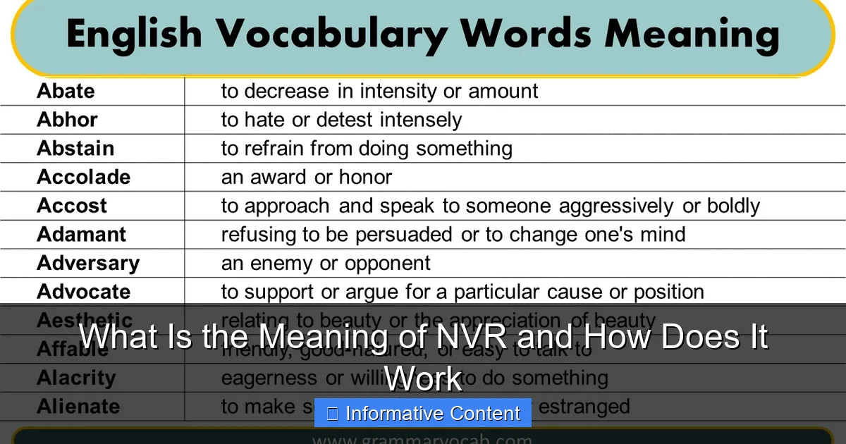 What Is the Meaning of NVR and How Does It Work