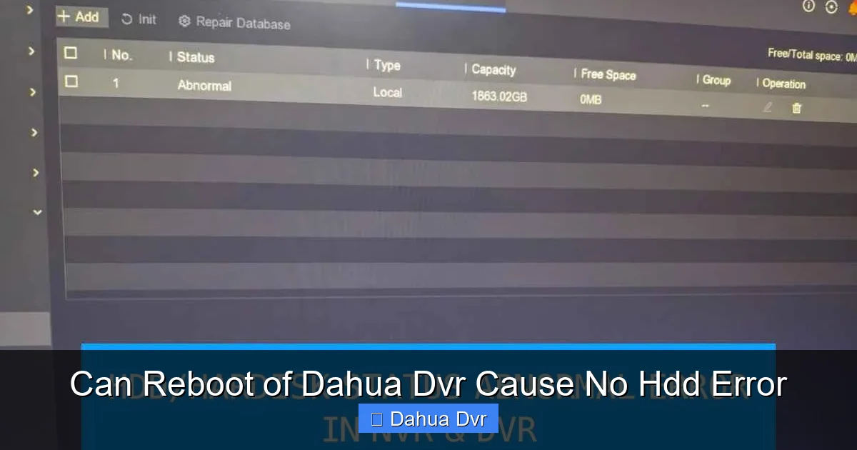 Can Reboot of Dahua Dvr Cause No Hdd Error