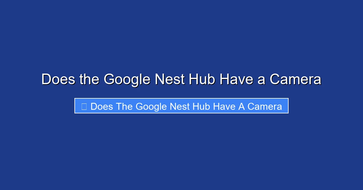 Does the Google Nest Hub Have a Camera