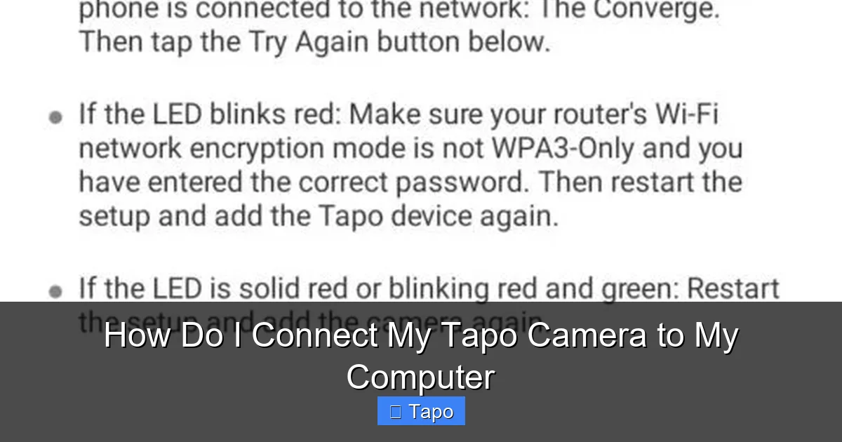 How Do I Connect My Tapo Camera to My Computer