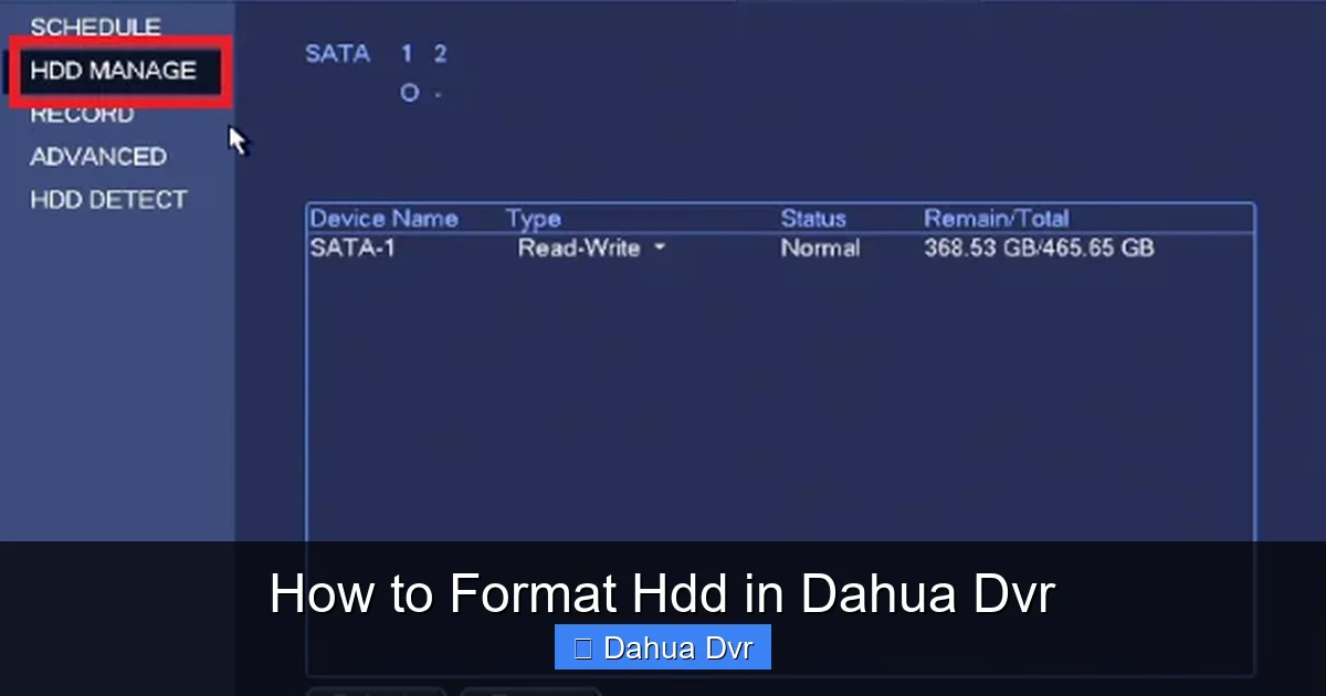 How to Format Hdd in Dahua Dvr