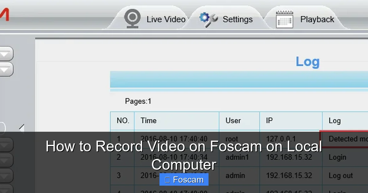 How to Record Video on Foscam on Local Computer