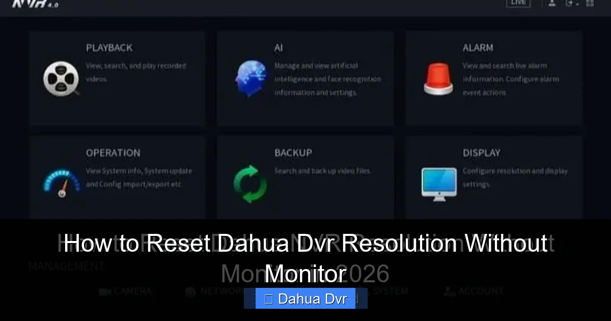 How to Reset Dahua Dvr Resolution Without Monitor