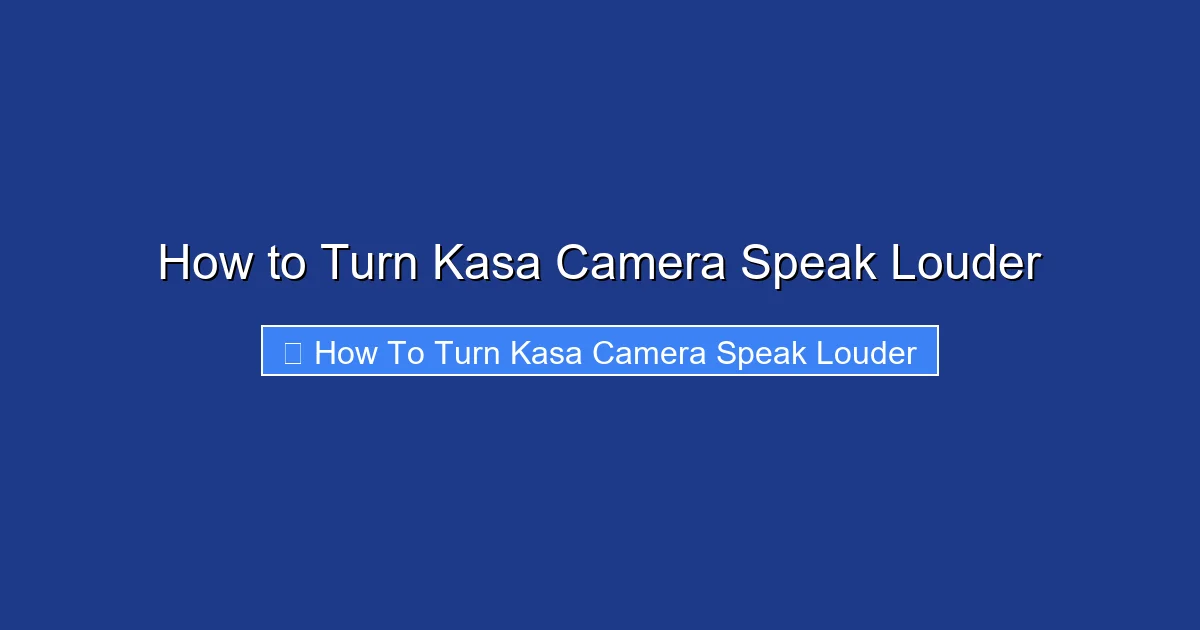 How to Turn Kasa Camera Speak Louder