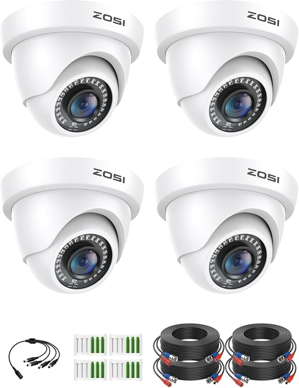 4-Pack 1080P HD Security Cameras with 80ft Night Vision for Analog DVR