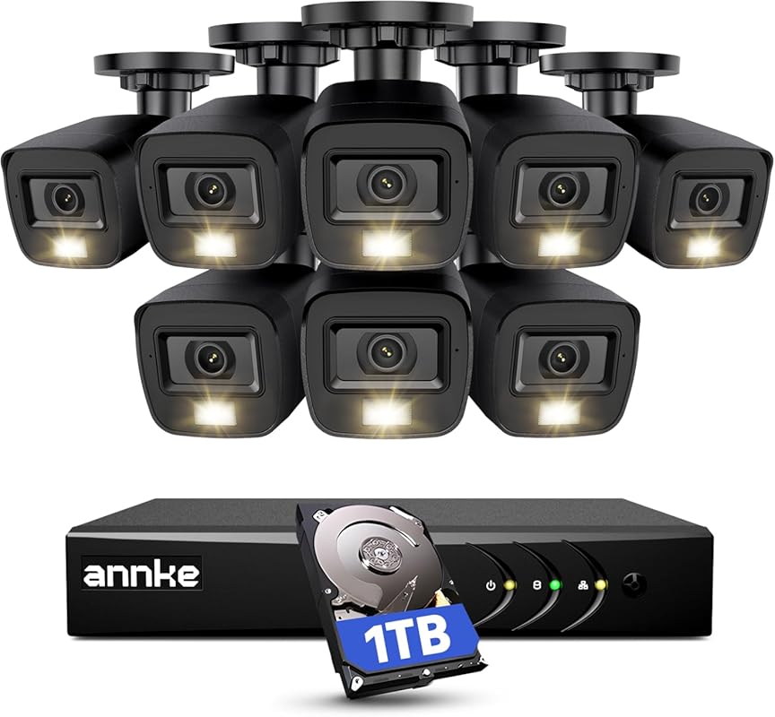 ANNKE 3K Lite Outdoor Security System with AI Detection, 8x IP67 Cameras, Color Night Vision, 1TB HDD, Smart Dual Light