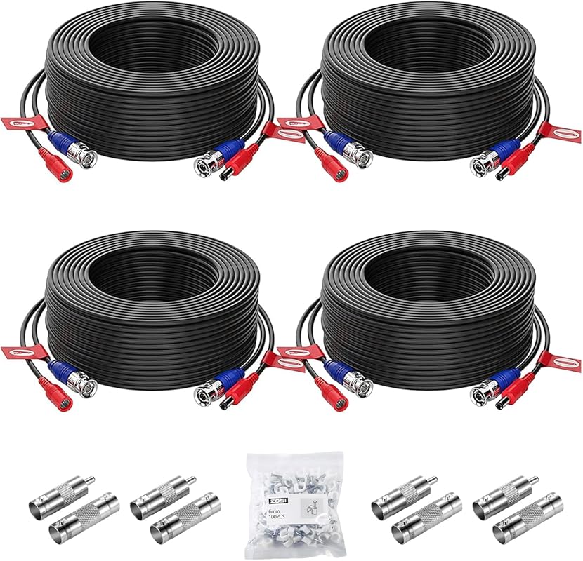 ZOSI 100ft BNC Video Power Cables for CCTV Surveillance with Connector
