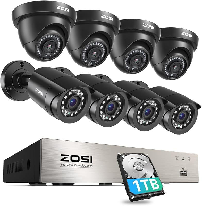 ZOSI 3K Lite Wired Outdoor Security Camera System with 8x1080P Cameras