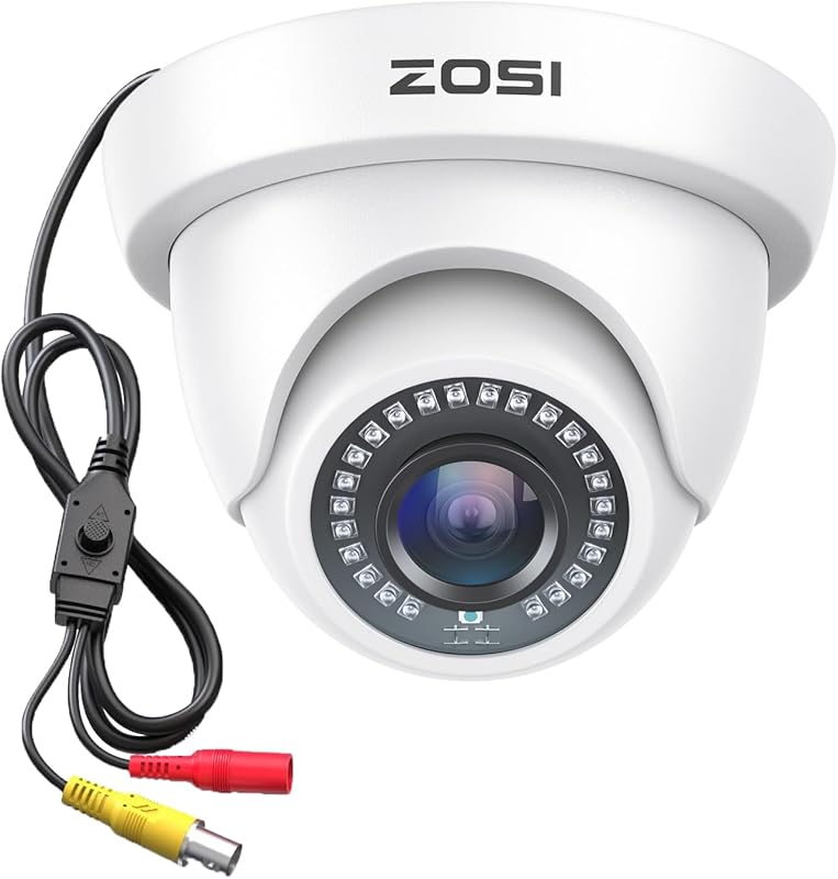 ZOSI 2MP 1080P Hybrid Dome Camera with 80ft Night Vision and IP66 Rati