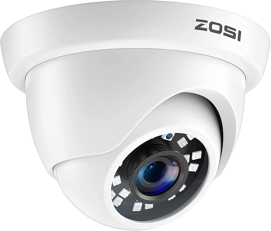 ZOSI 1080P 2.0MP Hybrid 4-in-1 CCTV Dome Camera with 65ft IR Night Vis