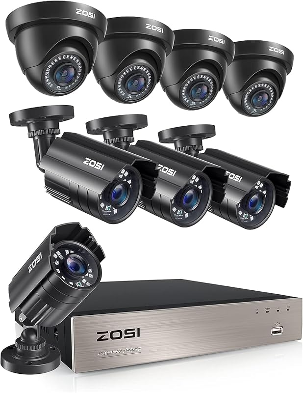ZOSI 5MP Lite Home Security Camera System,8CH H.265+ CCTV DVR,8pcs 108