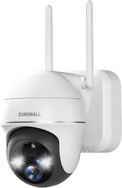 ZUMIMALL 360° Wireless Outdoor Security Camera, 2K Battery-Powered wit