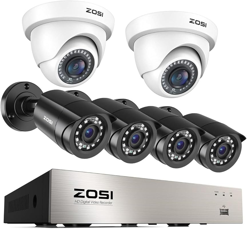ZOSI 3K Lite 8CH Security System with AI Detection, 6 Cameras, 80ft Ni