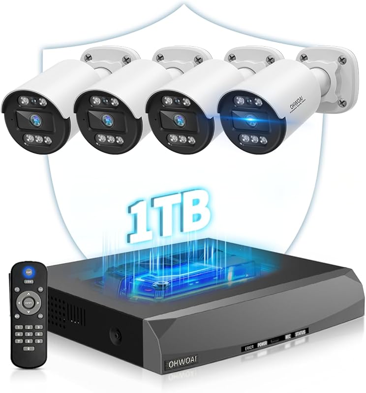 Two-Way Audio 5MP PoE Security Camera System with 4K 8CH NVR, Outdoor