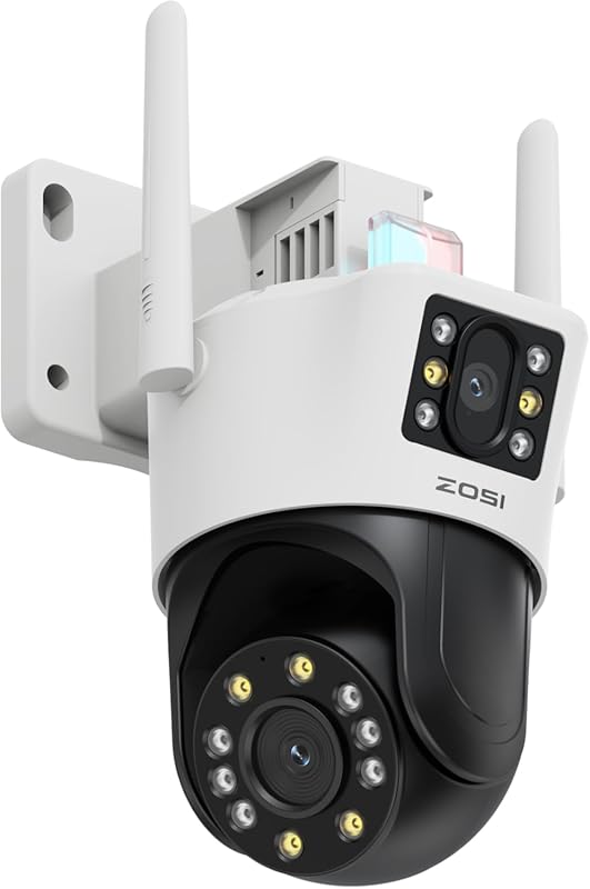 ZOSI C298 4MP Dual-Lens Outdoor PTZ WiFi Camera with 360° View, Human/