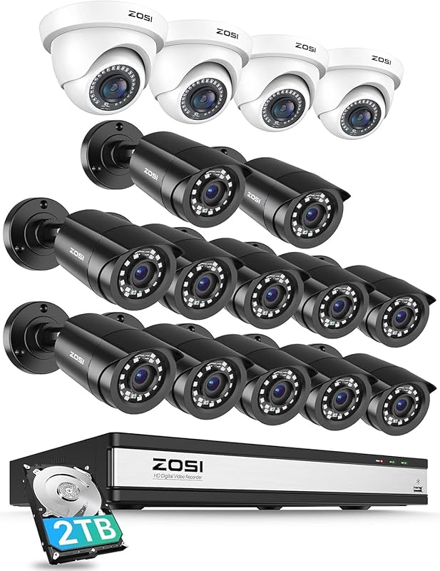 ZOSI 3K Lite 16CH Security Camera System with 12 Bullet + 4 Dome Camer