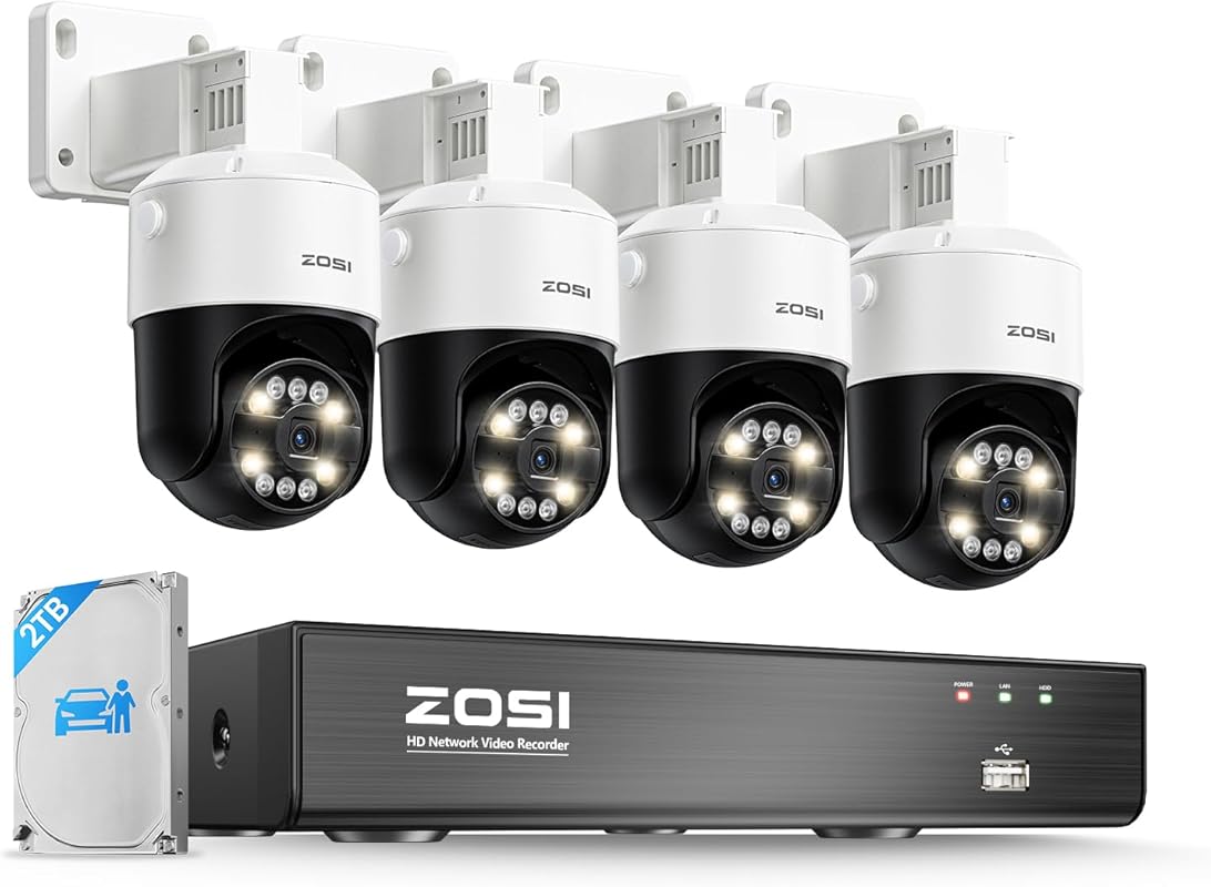 ZOSI 4K 8CH PoE Security System with Person/Vehicle Detection, Color N