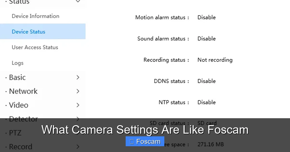 What Camera Settings Are Like Foscam