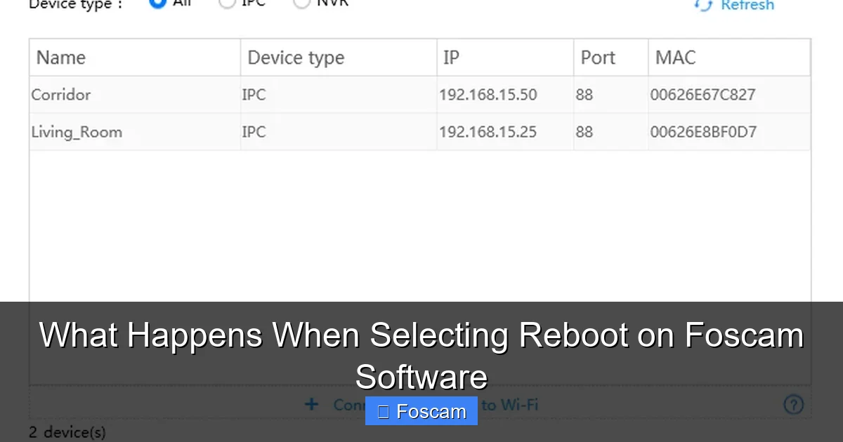 What Happens When Selecting Reboot on Foscam Software