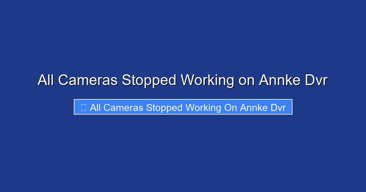 All Cameras Stopped Working on Annke Dvr
