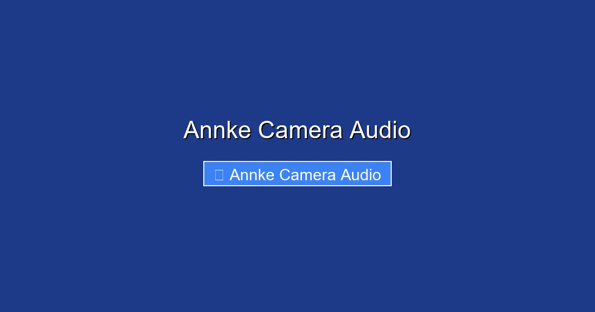 Annke Camera Audio