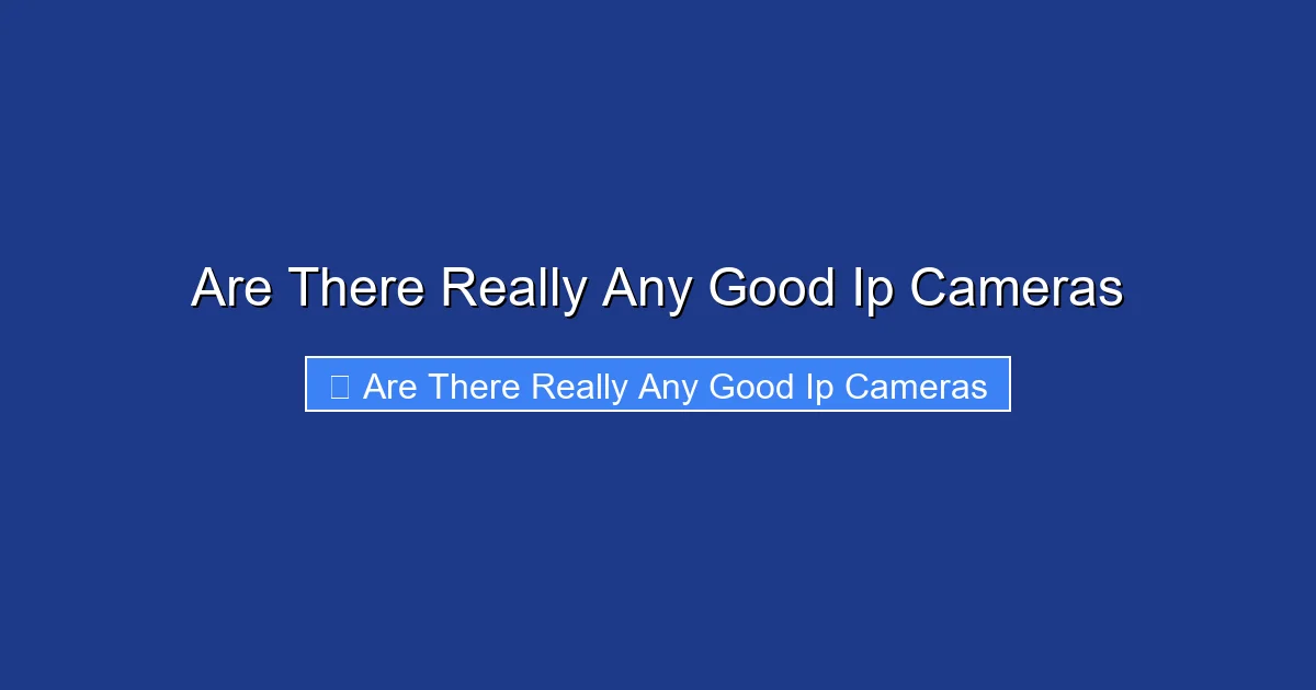 Are There Really Any Good Ip Cameras