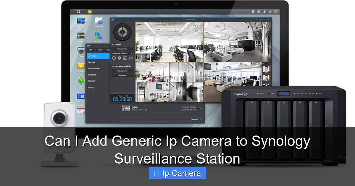 Can I Add Generic Ip Camera to Synology Surveillance Station
