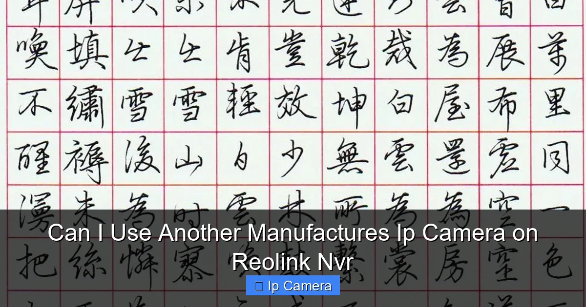 Can I Use Another Manufactures Ip Camera on Reolink Nvr