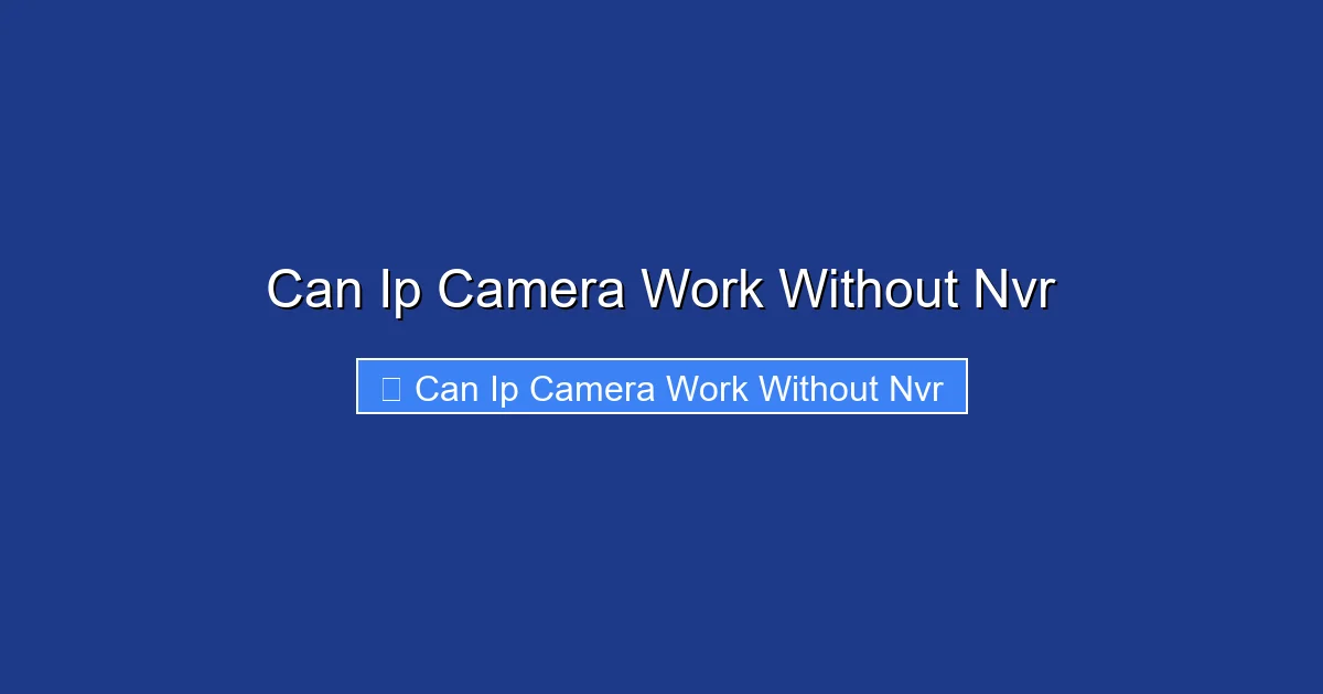 Can Ip Camera Work Without Nvr