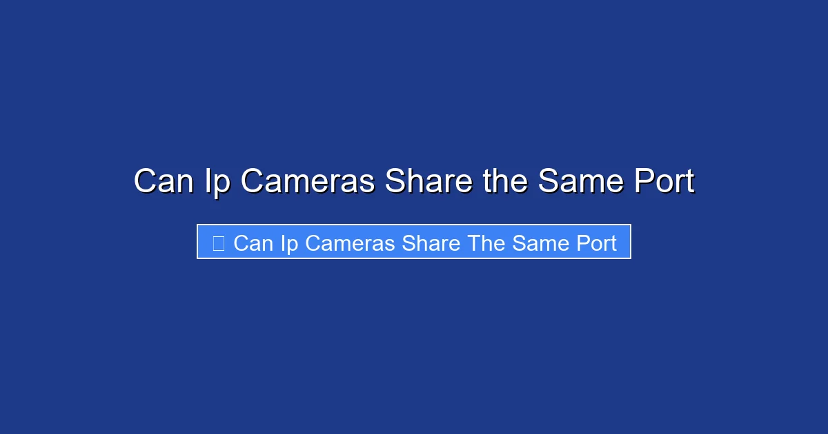 Can Ip Cameras Share the Same Port