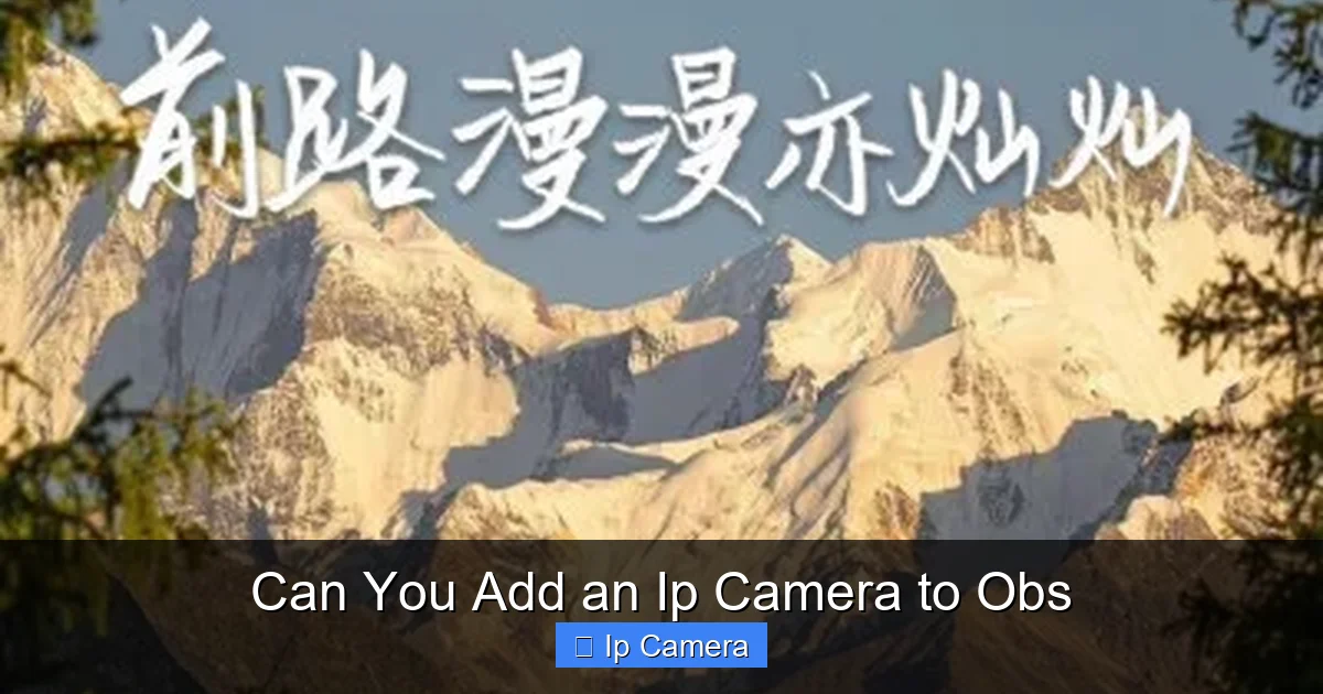 Can You Add an Ip Camera to Obs