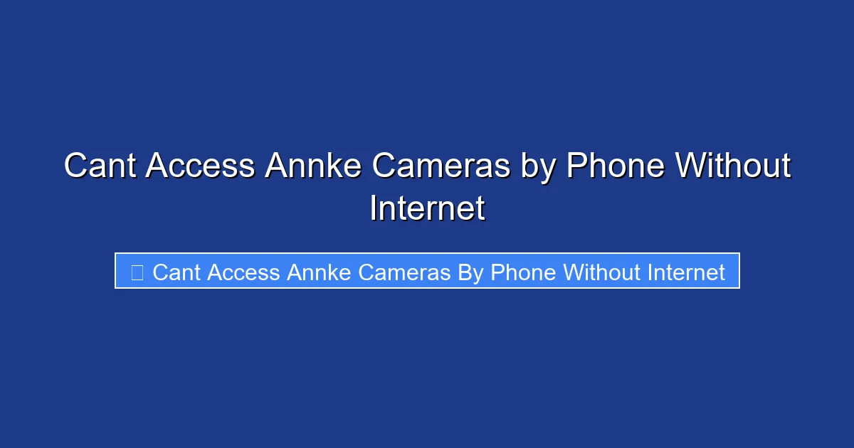 Cant Access Annke Cameras by Phone Without Internet