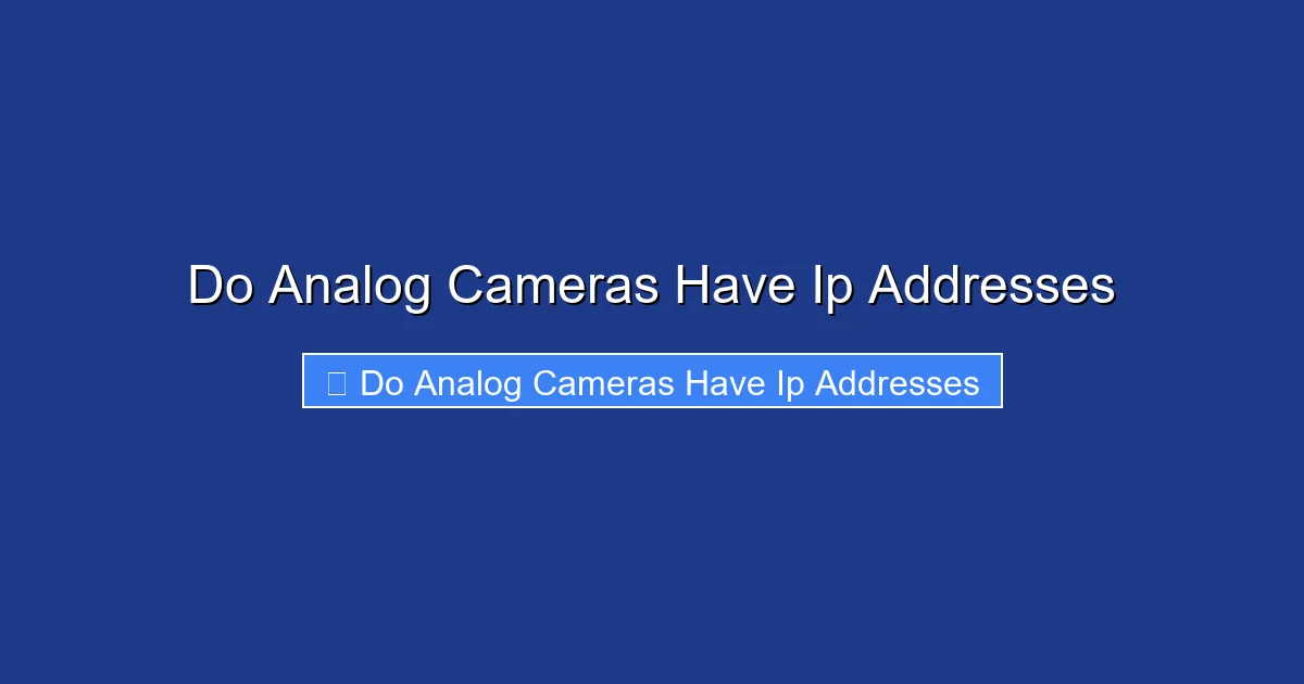 Do Analog Cameras Have Ip Addresses